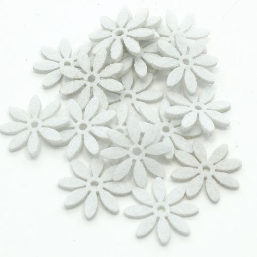Billede af Blomster filt Daisy - Ø 3,5 cm - 18 stk. - Hvid hos Mystone