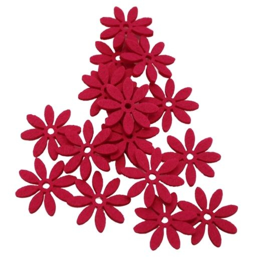 Billede af Blomster filt Daisy - Ø 3,5 cm - 18 stk. - Pink
