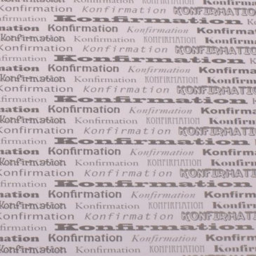 Karton Konfirmation fed skrift - Hvid m Grå tekst - 14 x 28 cm - 5 stk