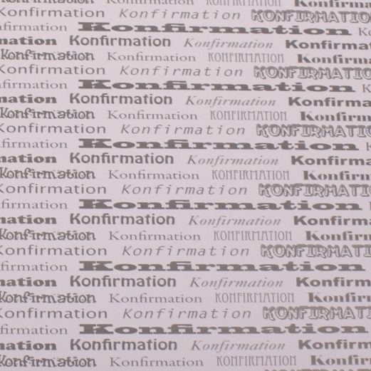 Karton Konfirmation fed skrift - Hvid m Grå tekst - 14 x 28 cm - 1 stk