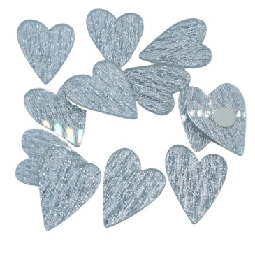 Hjerte acryl - 12 stk - Sølvfarvet m klæbepude