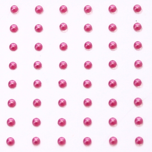 Selvklæbende perler - 3 mm - 96 stk - Pink
