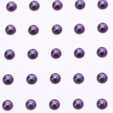 Selvklæbende perler - 5 mm - 50 stk - Lilla