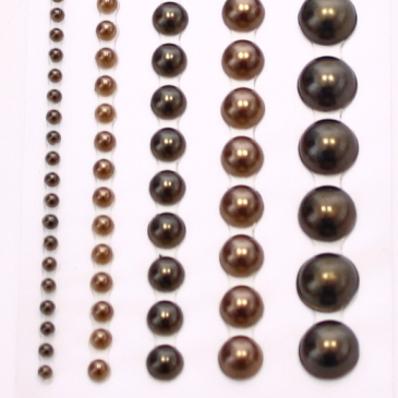 Selvklæbende perler - 2 farver brun - ass str. - 140 stk