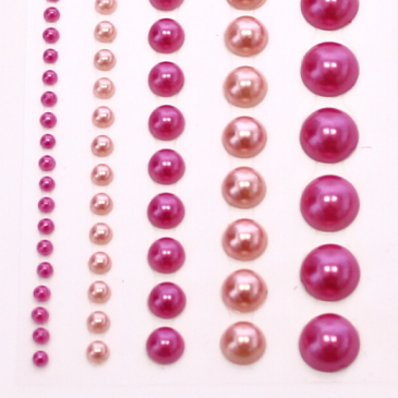 Selvklæbende perler - 2 farver Pink - ass str. - 140 stk