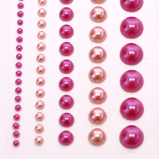 Billede af Selvklæbende perler - 2 farver Pink - ass str. - 140 stk hos Mystone