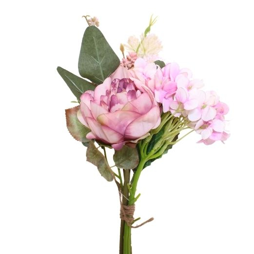 Kunstig blomster buket - Rosa - L 35 cm
