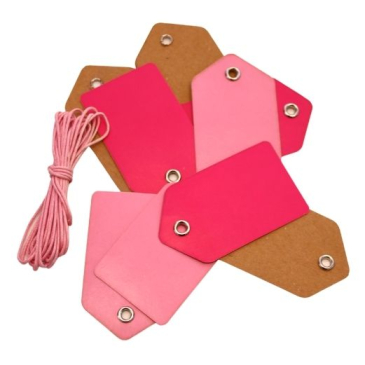 Manillamærker med snor - 9 stk - Pink L 5,5 cm