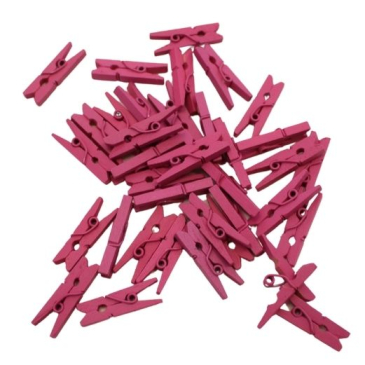 Træklemmer mini - 36 stk - L 2,5 cm -Mørk pink
