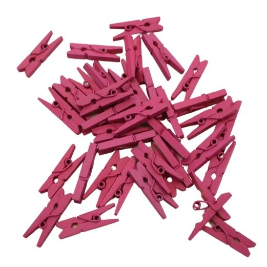 8: Træklemmer mini - 36 stk - L 2,5 cm -Mørk pink