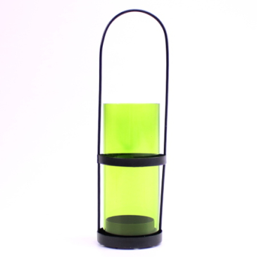 Lanterne med farvet glas - 20 cm - Grøn