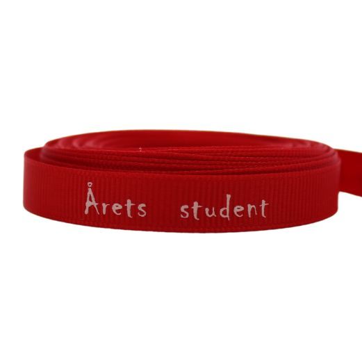 #3 - RESTSALG - Student Satinbånd -Rød Årets student - 1 m