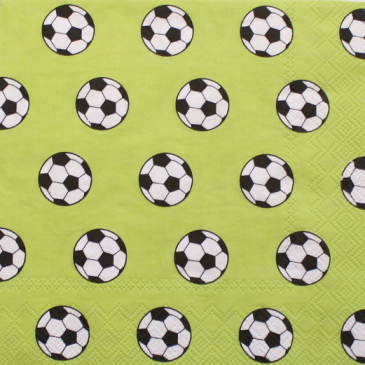Serviet lysgrøn med små fodbolde. 33x33cm. L453001 fra Ihr.