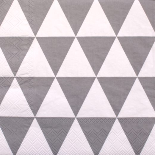 Frokost serviet hvide og grå trekanter. "Triangle" grå 13309490 fra Ambiente. 33x33cm.