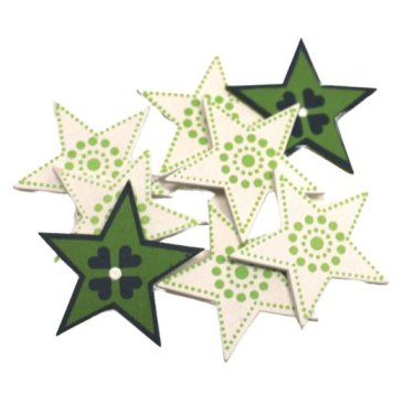 Stjerner i træ - Hvide og grønne - 8 stk