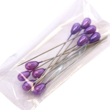 Lilla dråbe perler på nål - 5 mm -10 stk.