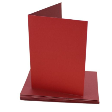 Dobbeltkort A6 2 farvet - Rød - 10 stk