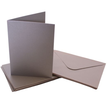 Kort og kuverter - 10 stk - Sølvfarvede