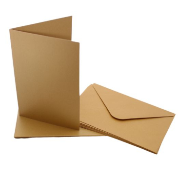 Kort og kuverter - 10 stk - Guldfarvede