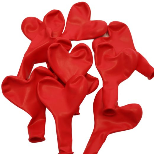 Balloner Latex - 10 stk - Rød Hjerteformet