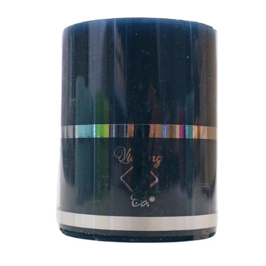 Rustik bloklys mørkeblå -  Ø6,8cm og højde 8,5cm. Pakket i folie med smalle sølvstriber.