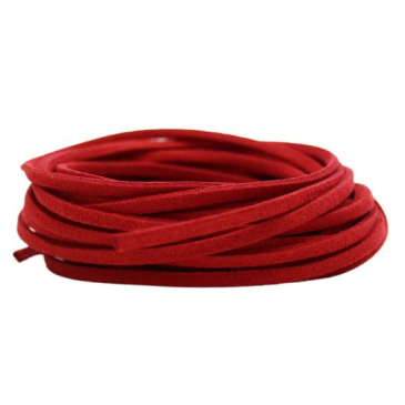 Bånd Kunst læder - 3 mm x 1 m -Rød