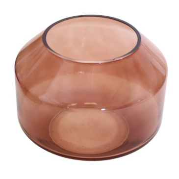 Genbrug - Rød glas vase - Ø 20 x H 16 cm