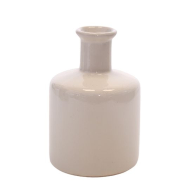 Keramik vase blank - Cremefarvet - H 11 cm