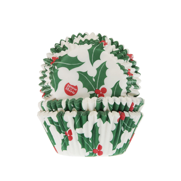 Holly Baking Cups 1852HOLLY50 fra House of Marie 50-pak