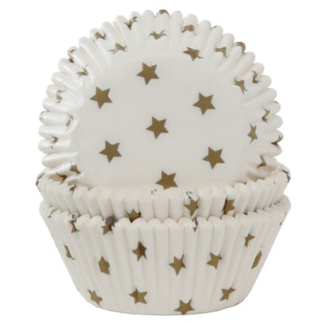 Muffinsforme Hvid med guld stjerner - 50 stk