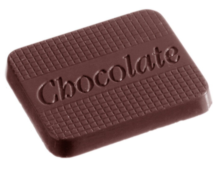 chokoladeform i polycarbonat - til 21 flade chokolader 4x3cm.