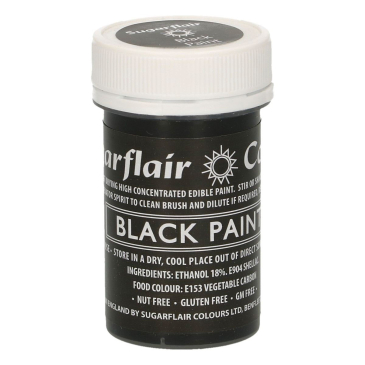 Sort spiselig maling fra Sugarflair, Black paint 20 g.