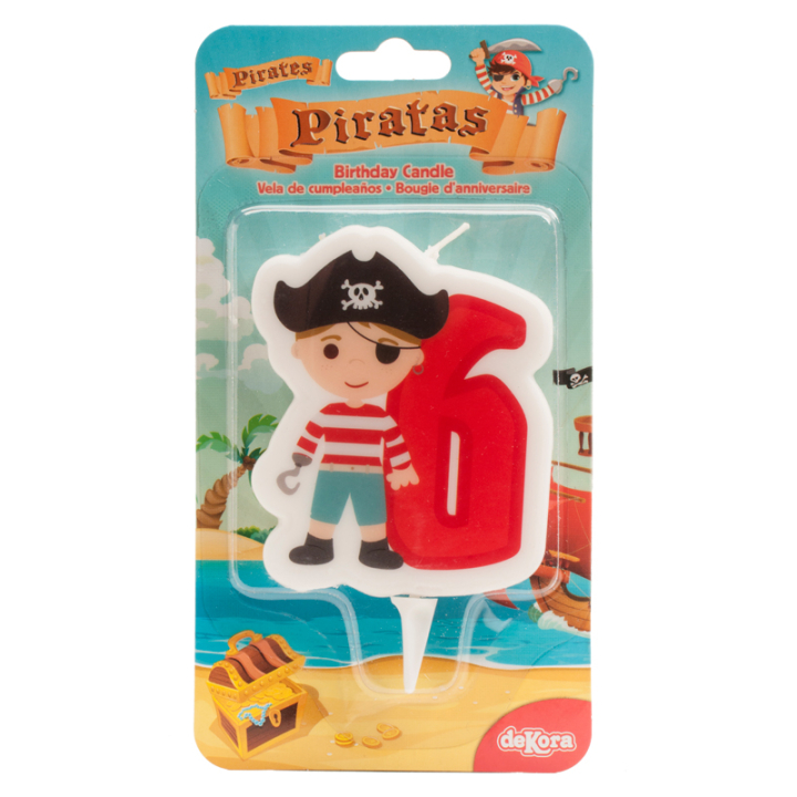 Fødselsdagslys med pirat 6år.