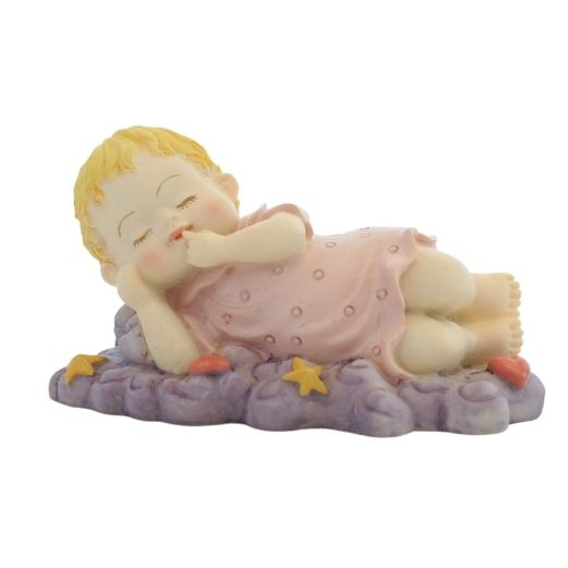 Billede af Figur sovende baby lyserød 9cm.