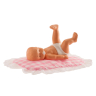 Figur baby liggende på lyserødt tæppe. Figur 11cm i polyresin. 