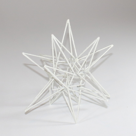 Billede af 2. sortering - Hvid metal stjerne med glimmer - Ø 30 cm
