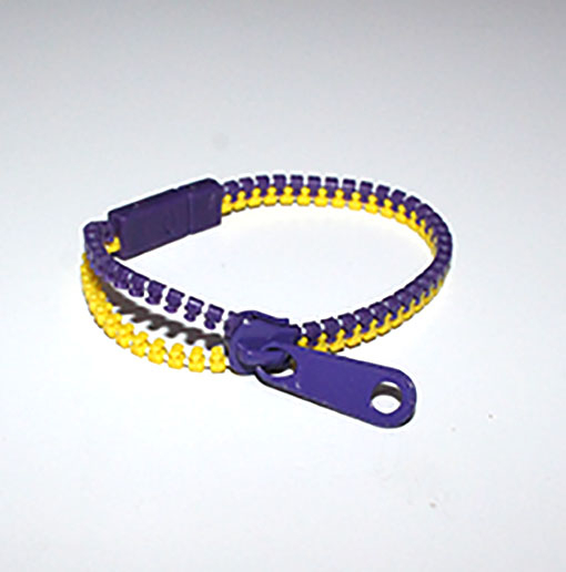 Zipper Band - Lynlåsarmbånd Gul og lilla - 18 cm