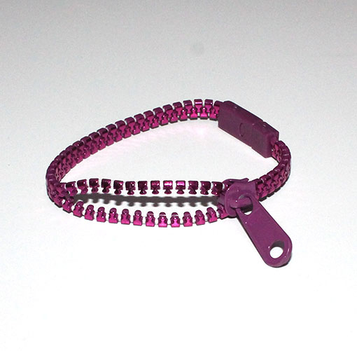 Zipper Band - Lynlåsarmbånd Metallic lys lilla - 18 cm 