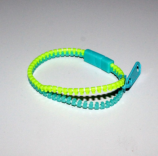 Zipper Band - Lynlåsarmbånd Turkis og grøn - 18 cm 