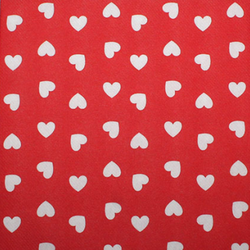 Tekstilserviet - Rød med hjerter