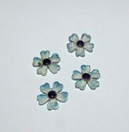 Billede af Blomster glasfiber - Blå 3 cm - 4 stk