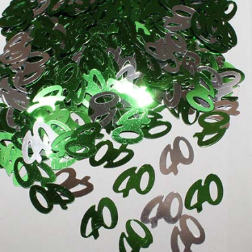 konfetti 40 år sølv og grøn