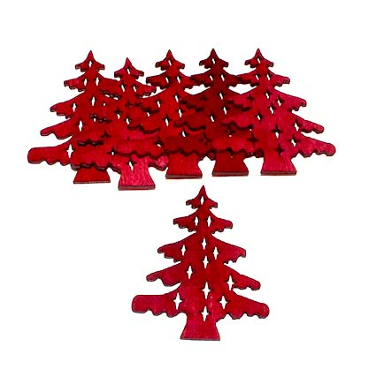 RESTSALG - Juletræer, røde - 6 cm x 8 cm, 6 stk.
