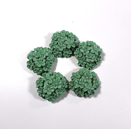 Billede af Blomster buket hård plastik - Grøn 2 cm - 5 stk