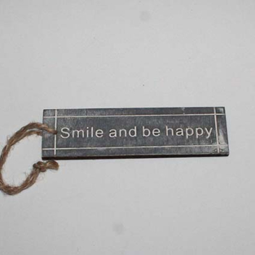 skilt smile and be happy 10 cm grå