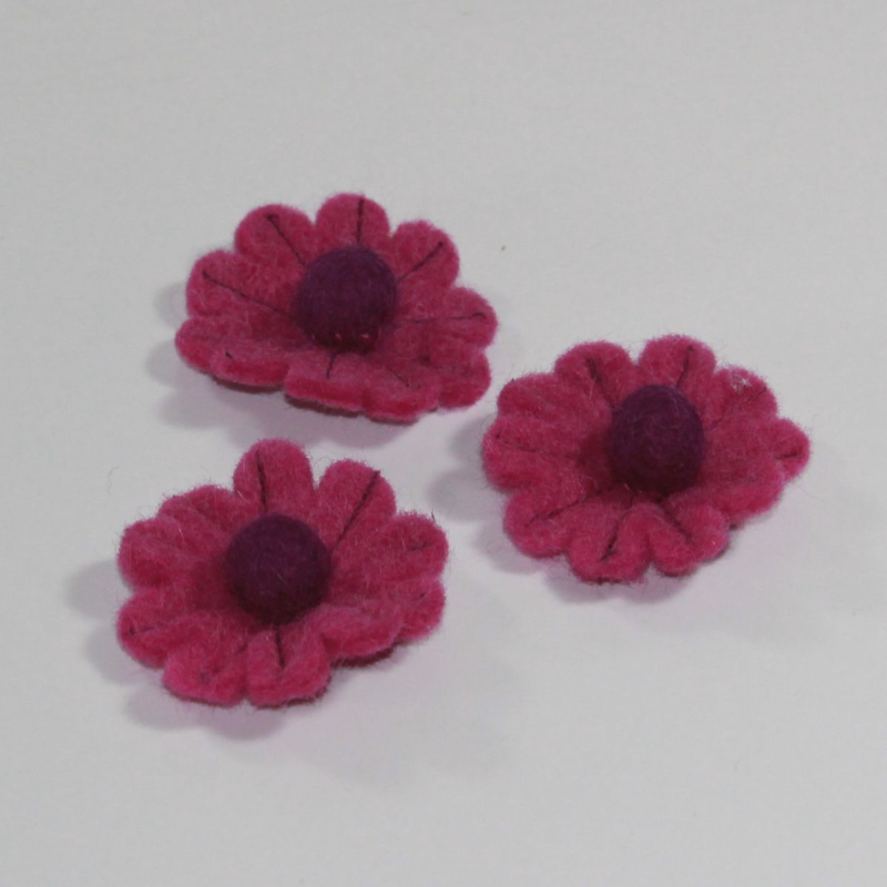 Billede af Blomst filt Xenia - Pink Ø 4 cm - 3 stk