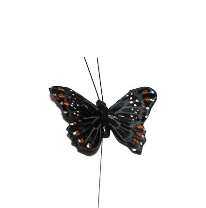 sommerfugl fjer sort 6 cm