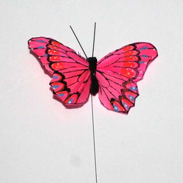 sommerfugl fjer lyserød 10 cm