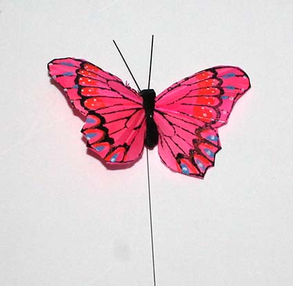 sommerfugl fjer lyserød 10 cm