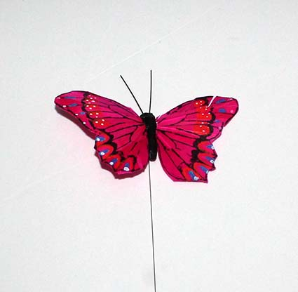 sommerfugl fjer pink 10 cm